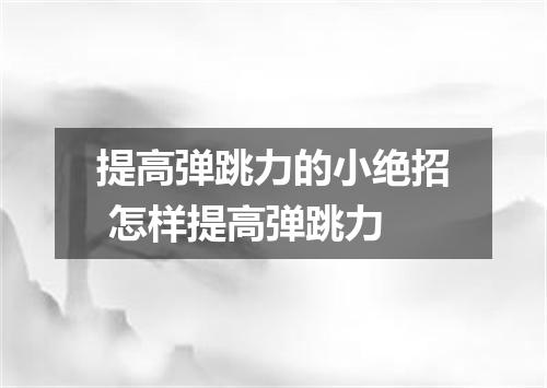 提高弹跳力的小绝招 怎样提高弹跳力