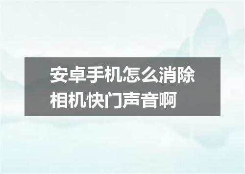 安卓手机怎么消除相机快门声音啊