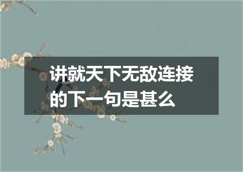 讲就天下无敌连接的下一句是甚么