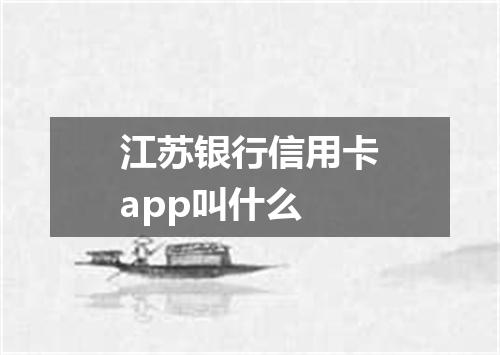 江苏银行信用卡app叫什么