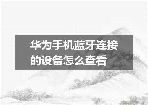 华为手机蓝牙连接的设备怎么查看
