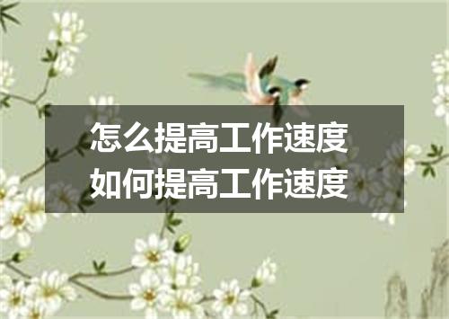 怎么提高工作速度 如何提高工作速度