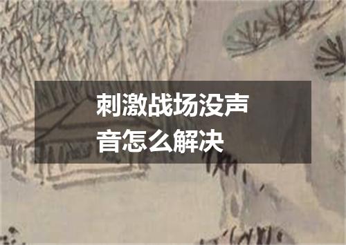 刺激战场没声音怎么解决