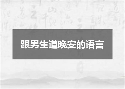 跟男生道晚安的语言