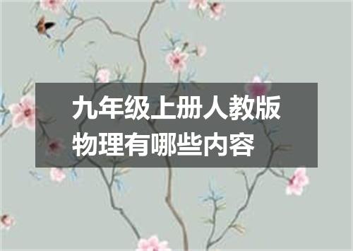 九年级上册人教版物理有哪些内容
