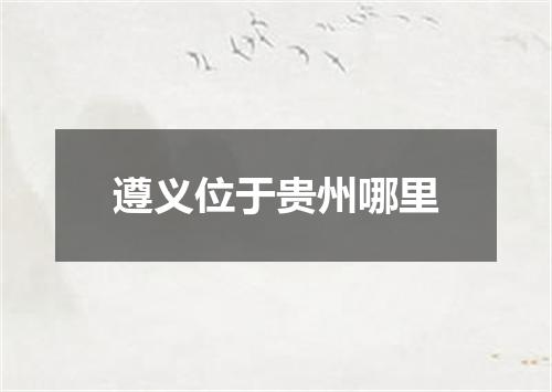 遵义位于贵州哪里