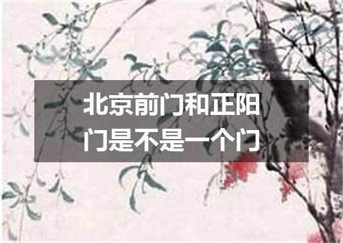 北京前门和正阳门是不是一个门
