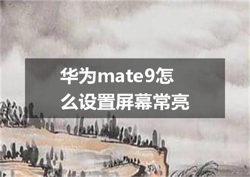 华为mate9怎么设置屏幕常亮