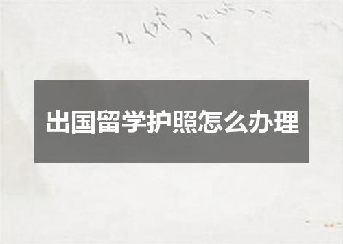 出国留学护照怎么办理