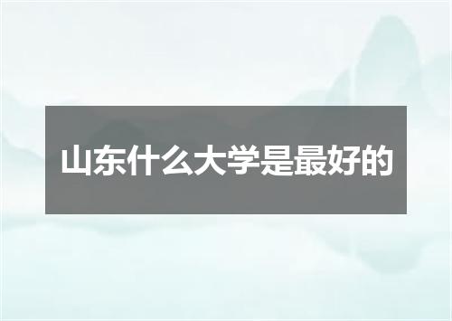 山东什么大学是最好的
