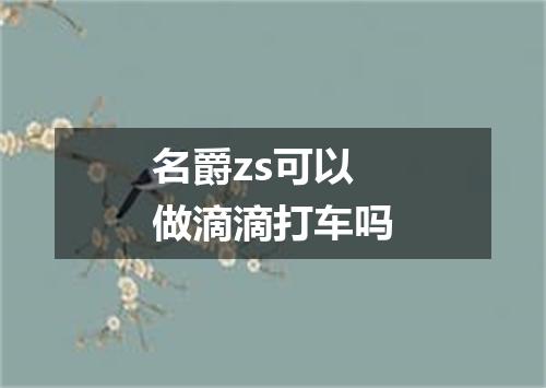 名爵zs可以做滴滴打车吗