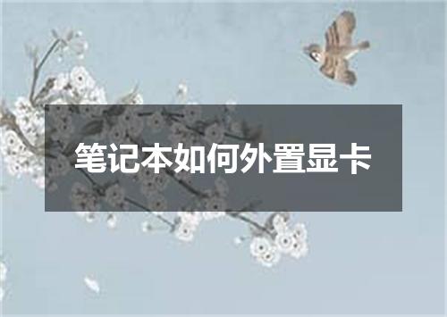 笔记本如何外置显卡