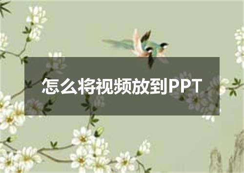 怎么将视频放到PPT