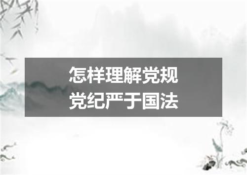 怎样理解党规党纪严于国法