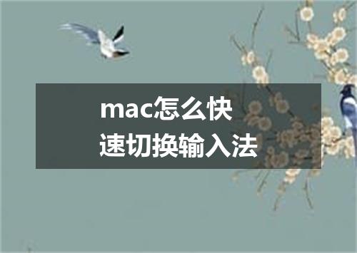 mac怎么快速切换输入法