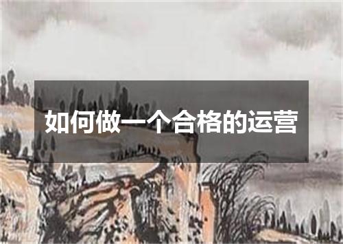 如何做一个合格的运营