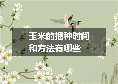 玉米的播种时间和方法有哪些