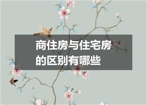 商住房与住宅房的区别有哪些