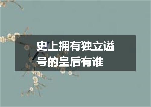 史上拥有独立谥号的皇后有谁