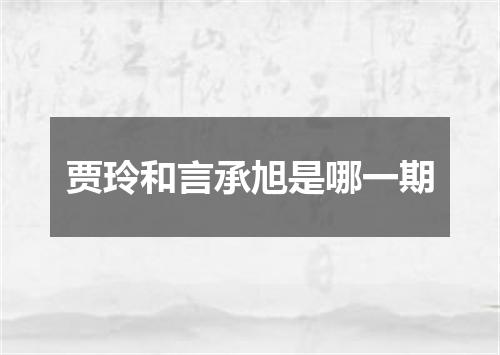 贾玲和言承旭是哪一期