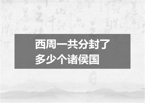西周一共分封了多少个诸侯国