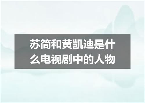 苏简和黄凯迪是什么电视剧中的人物