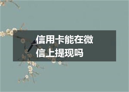 信用卡能在微信上提现吗