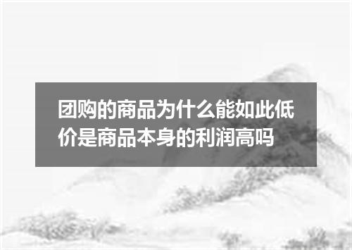 团购的商品为什么能如此低价是商品本身的利润高吗