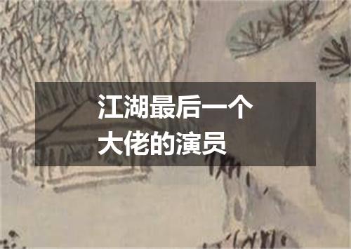 江湖最后一个大佬的演员