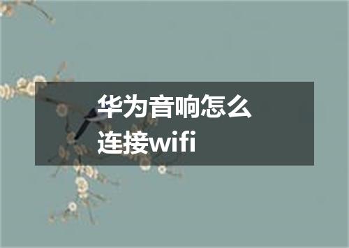 华为音响怎么连接wifi