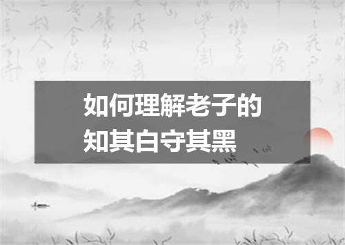 如何理解老子的知其白守其黑