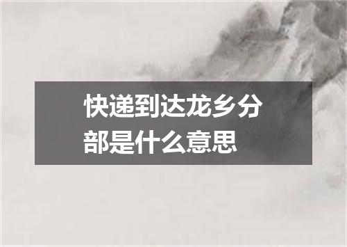 快递到达龙乡分部是什么意思