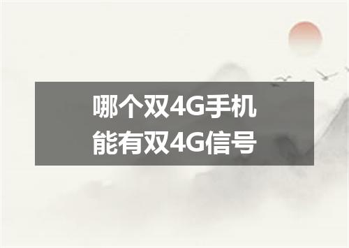 哪个双4G手机能有双4G信号