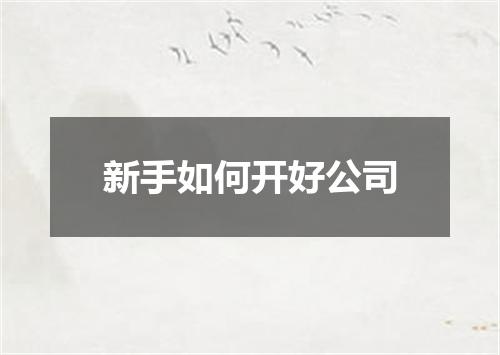 新手如何开好公司