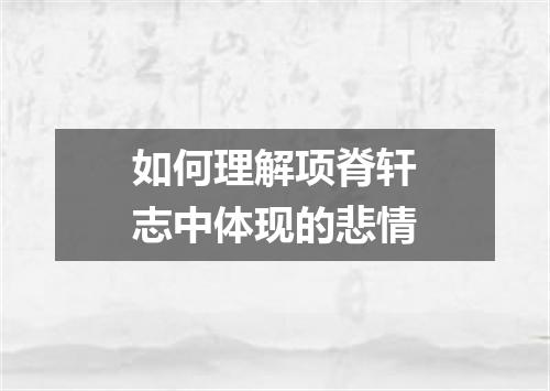 如何理解项脊轩志中体现的悲情