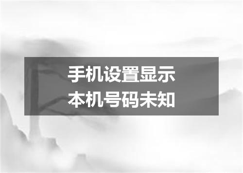 手机设置显示本机号码未知