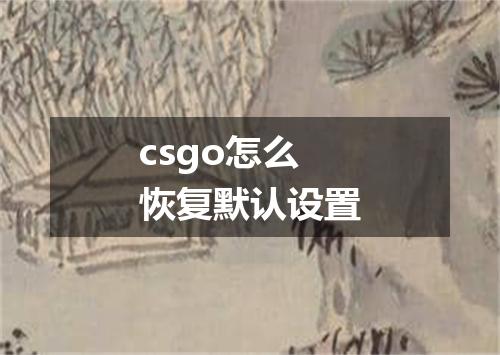 csgo怎么恢复默认设置