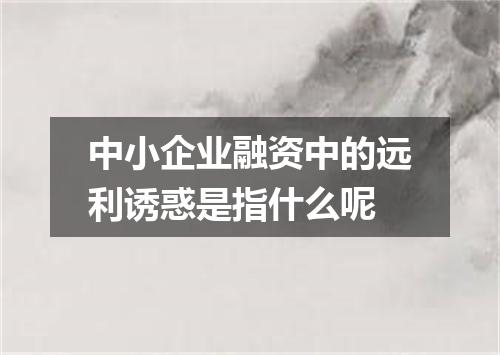 中小企业融资中的远利诱惑是指什么呢