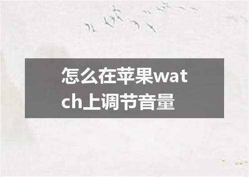 怎么在苹果watch上调节音量
