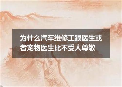 为什么汽车维修工跟医生或者宠物医生比不受人尊敬