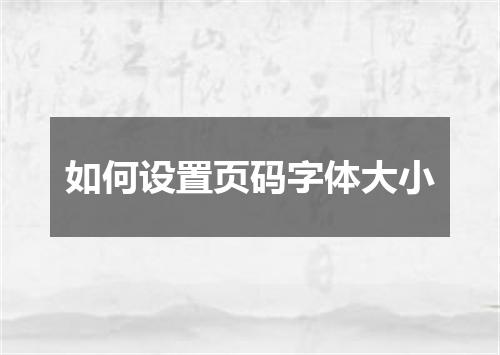 如何设置页码字体大小