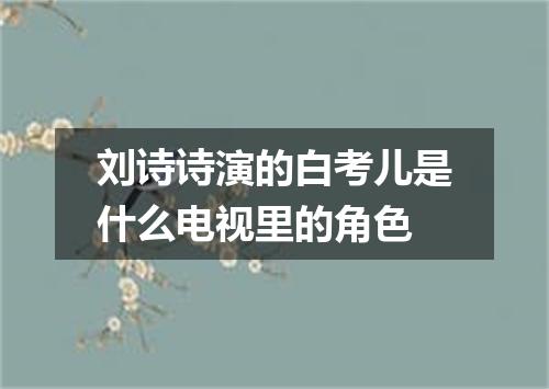 刘诗诗演的白考儿是什么电视里的角色
