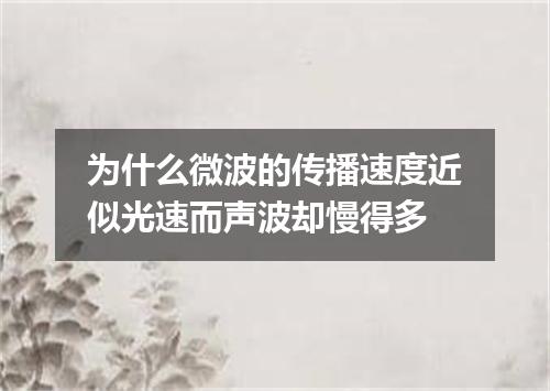 为什么微波的传播速度近似光速而声波却慢得多