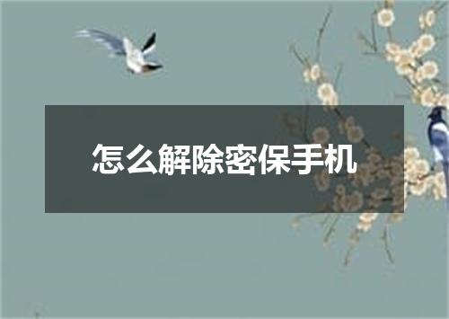 怎么解除密保手机