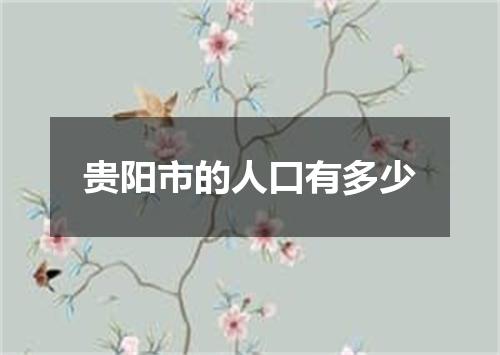 贵阳市的人口有多少