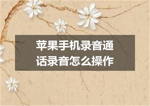 苹果手机录音通话录音怎么操作