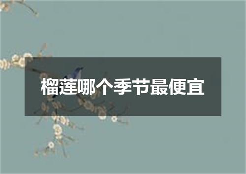 榴莲哪个季节最便宜