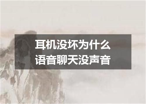 耳机没坏为什么语音聊天没声音