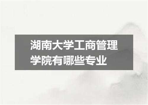 湖南大学工商管理学院有哪些专业