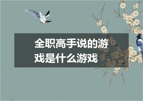 全职高手说的游戏是什么游戏